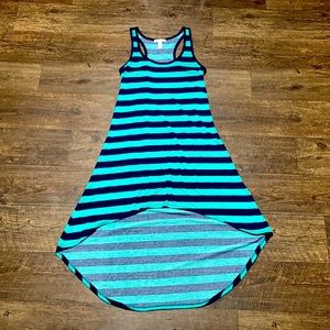 Asymmetrical Blue/Green Striped Dress | Large